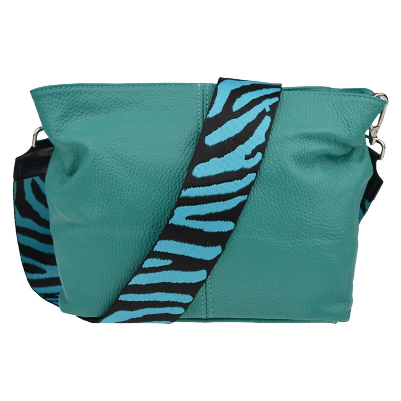 Tyrkysová kožená talianska crossbody kabelka Batilda Smeraldo s 54099771