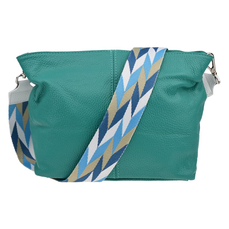 Tyrkysová kožená talianska crossbody kabelka Batilda Smeraldo s 54099772