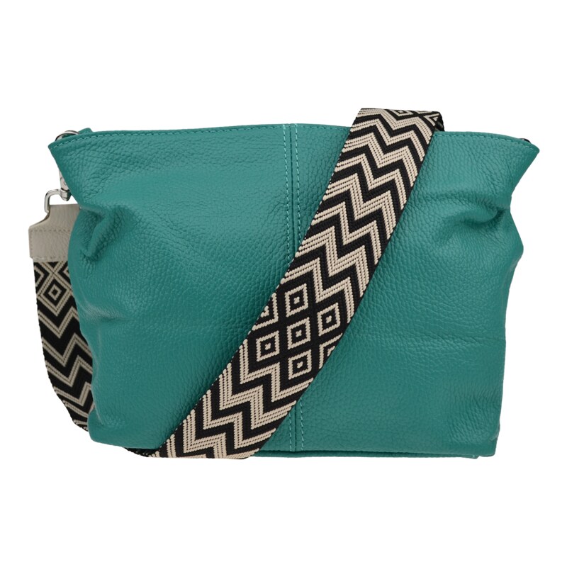 Tyrkysová kožená talianska crossbody kabelka Batilda Smeraldo s 54099775