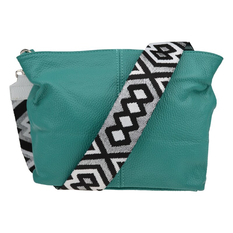 Tyrkysová kožená talianska crossbody kabelka Batilda Smeraldo s 54099774