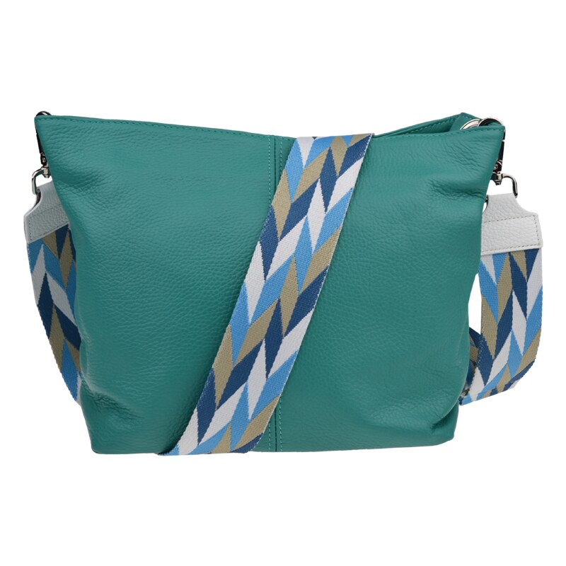 Tyrkysová kožená talianska crossbody kabelka Prisca Smeraldo s 54099784