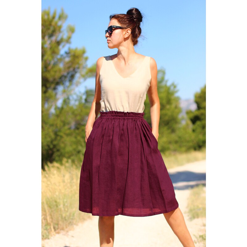 Autorská česká sukňa Lotika zo 100% lanu Premium quality 54101706