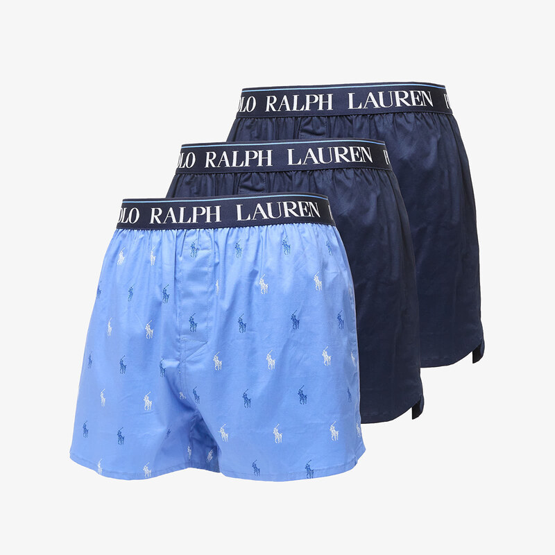 Trenírky Ralph Lauren Stretch Cotton Three Slim Fit Boxers 3-Pack Blue 54112362