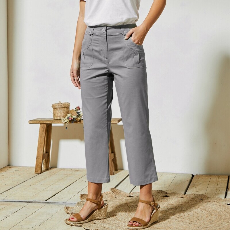 Rovné strečové 7/8 nohavice. sivá 054 Blancheporte 54114469