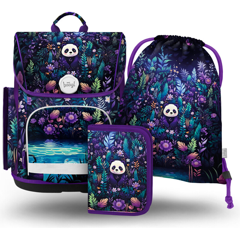 BAAGL SET 3 Ergo Jungle Panda: aktovka, penál, sáček 63410352