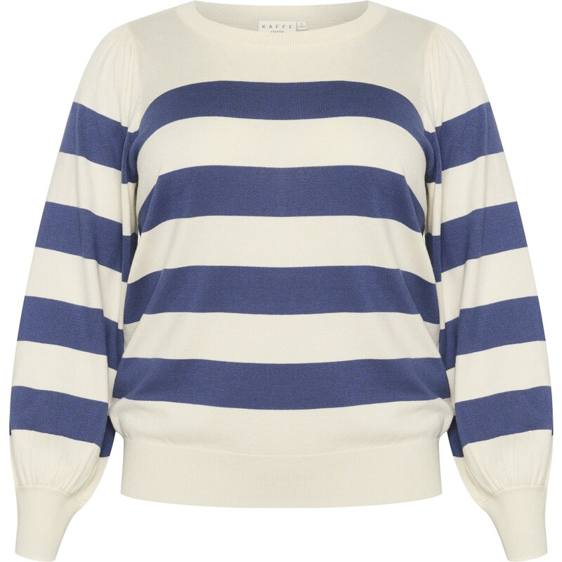 KAFFE CURVE Sveter Malia enciánová / biela 54359899