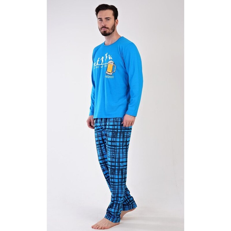 Dlhé tyrkysové pánske pyžamo Filip 49947907