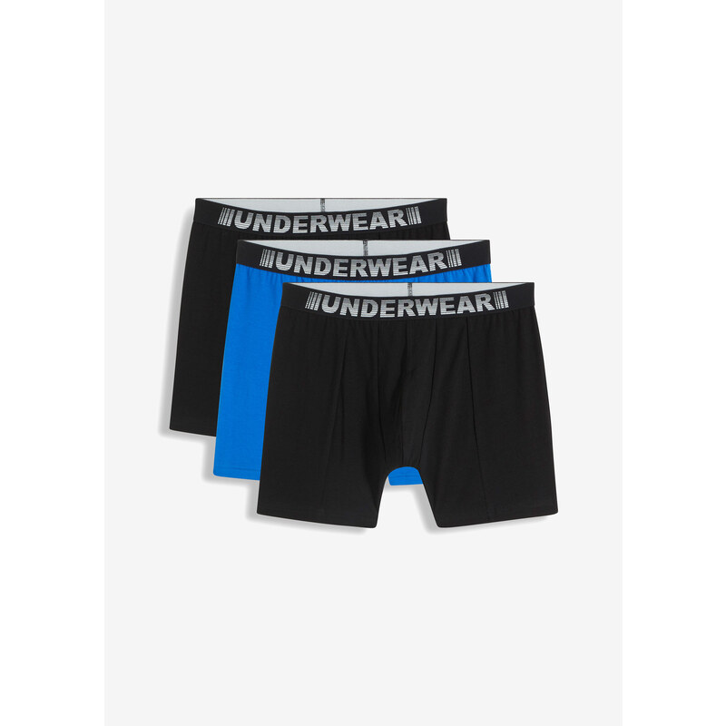 bonprix Boxerky, stredne dlhé (3 ks v balení), s bavlnou, farba čierna 54147149