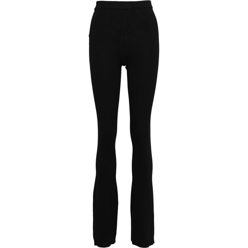 Urban Classics Womens Rib Knit Bootcut Leggings - Black 50686809