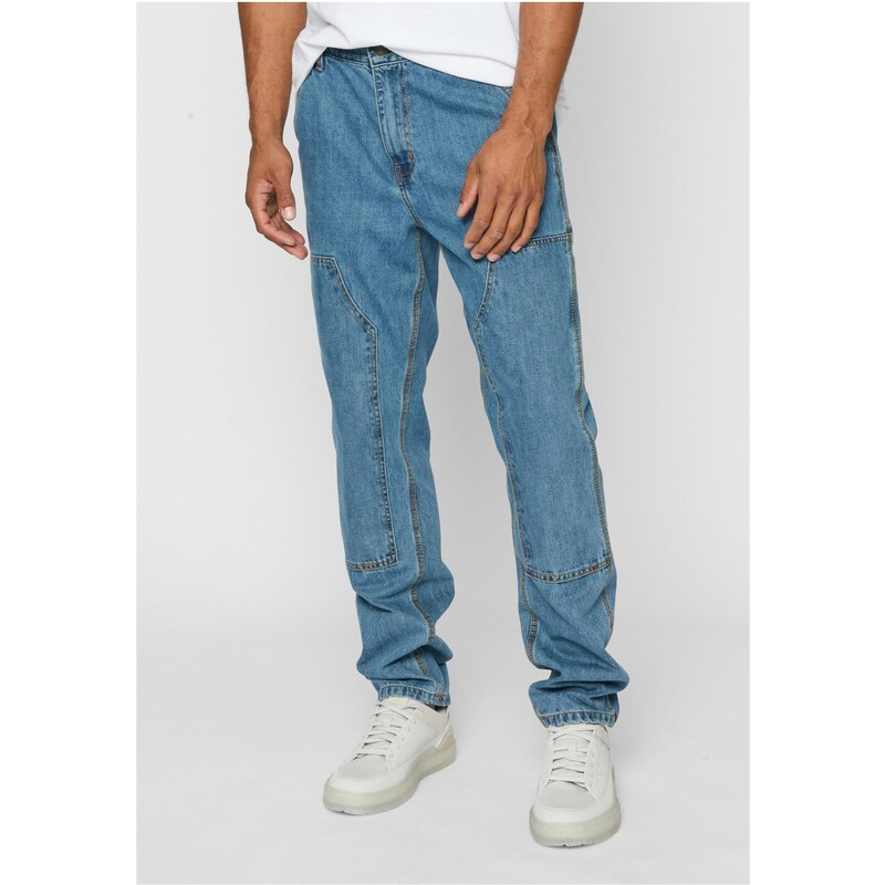 Urban Classics Mens Double Knee Jeans Light Blue/Washed 50603281