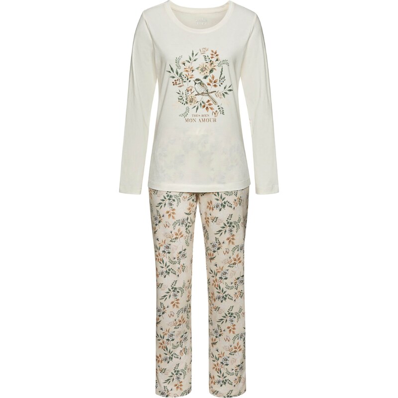 VIVANCE Pyžamo farba ťavej srsti / svetlobéžová / zelená / biela 54375313