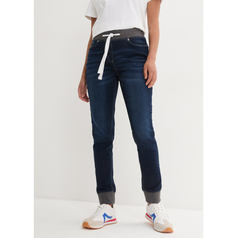 bonprix Džínsy boyfriend, Mid Waist, pohodlný pás, farba modrá 44742659