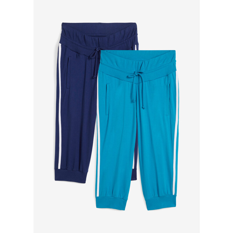 bonprix Tepláky z bavlny (2 ks) capri dĺžka, farba modrá 44731767