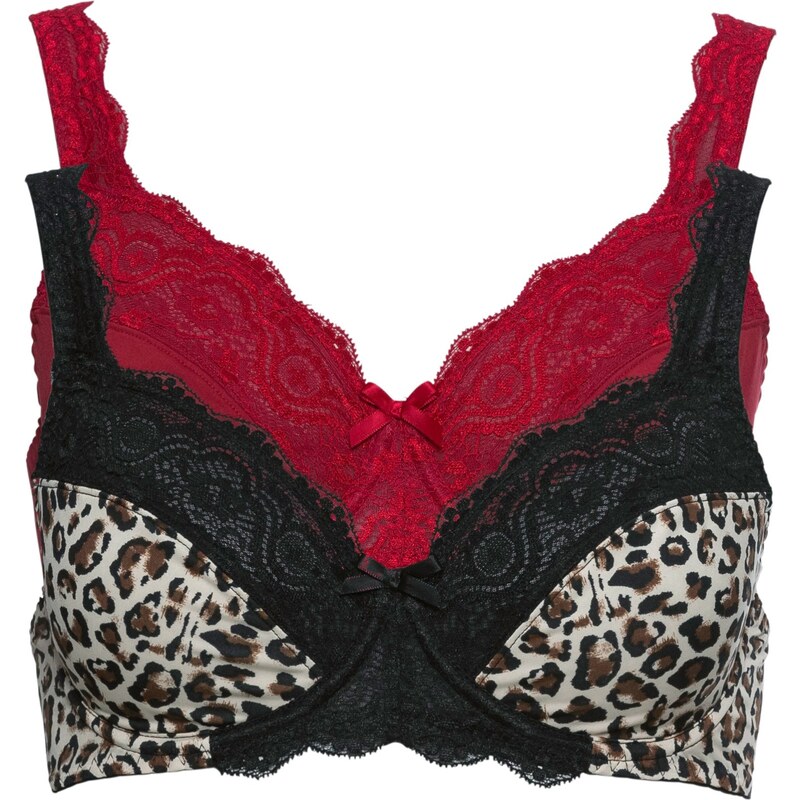 bonprix Podprsenka s kosticami (2 ks), s jemnou čipkou, farba čierna 44732393