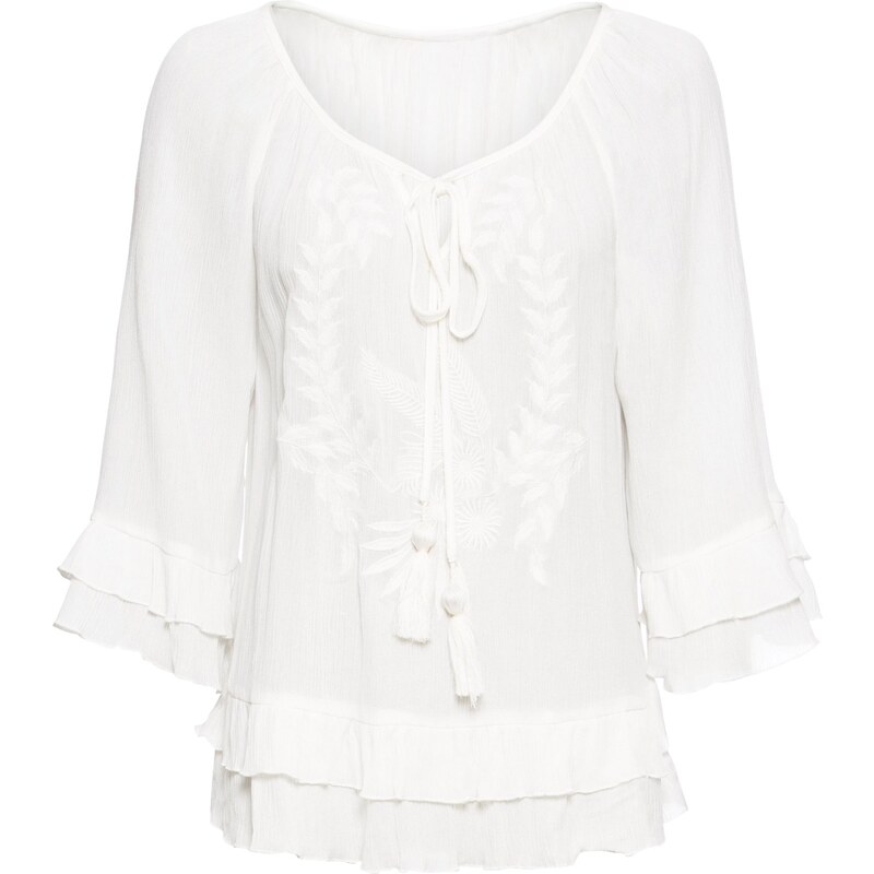 bonprix Tunika z mäkkej viskózy, farba biela 44733209