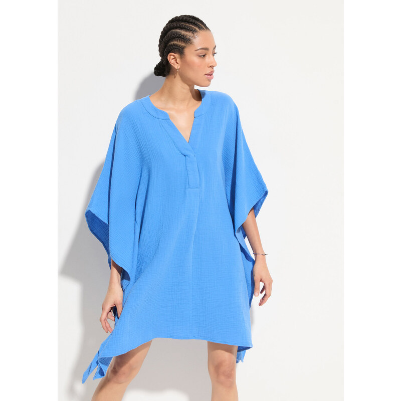 bonprix Plážová tunika zo vzdušného mušelínu, farba modrá 50747782