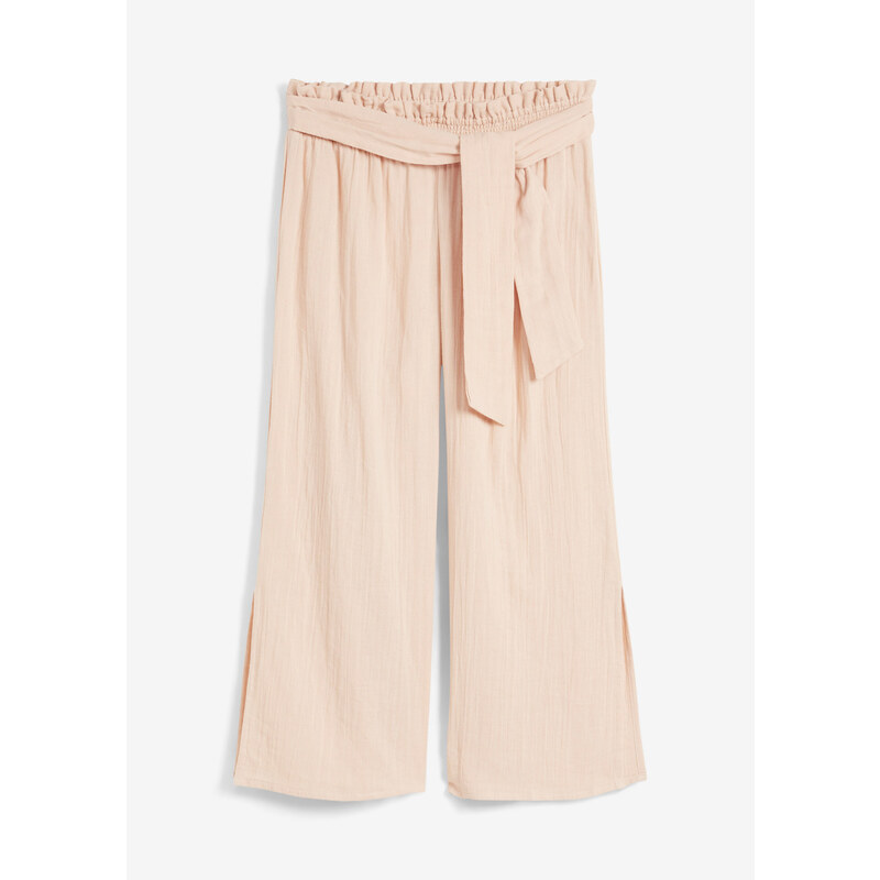 bonprix Plážové 3/4-nohavice z mušelínu, farba béžová 50747783