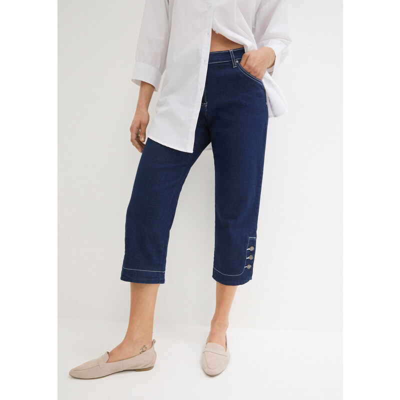 bonprix 3/4 strečové džínsy, farba modrá 44741585