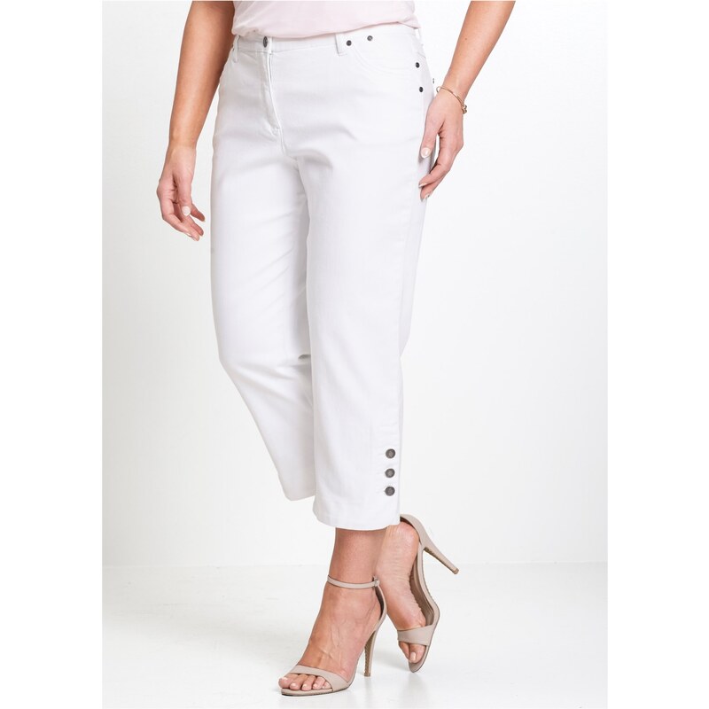 bonprix 3/4 strečové džínsy, farba biela 44892610