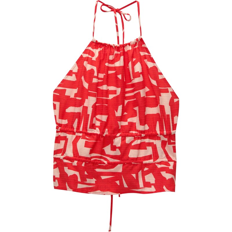 Pull&Bear Top svetlobéžová / červená 54461155