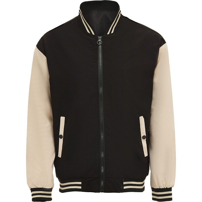 COSIMON Prechodná bunda čierna / biela ako vlna 65792205