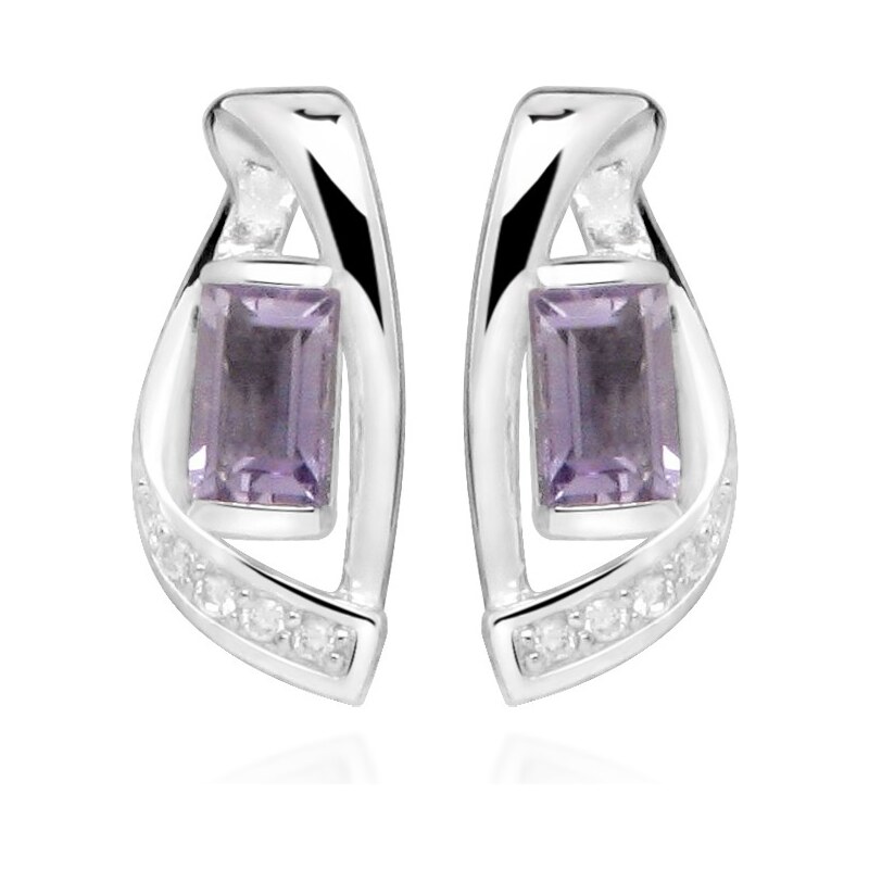 Silver Cat Strieborné náušnice so syntetickými ametystmi SC472 66592316
