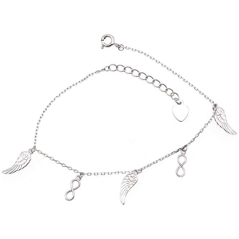 Šperky4U Strieborná retiazka na nohu nekonečno a krídelká NB-6027 54586923
