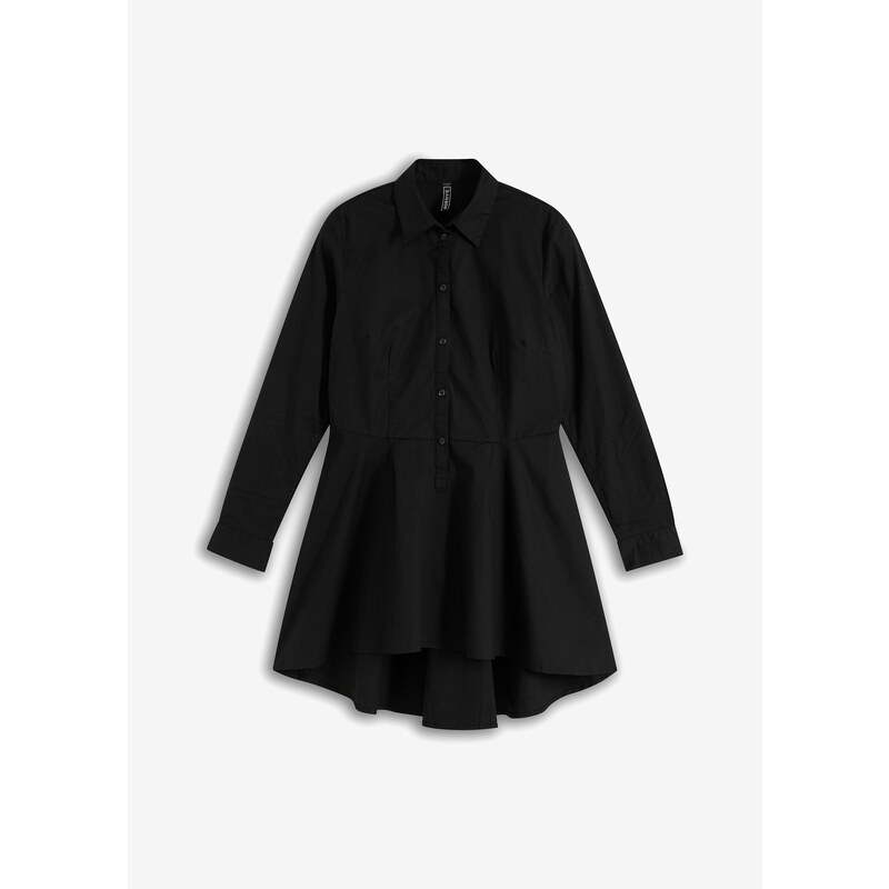 bonprix Dlhá blúza s volánom, farba čierna 44732681