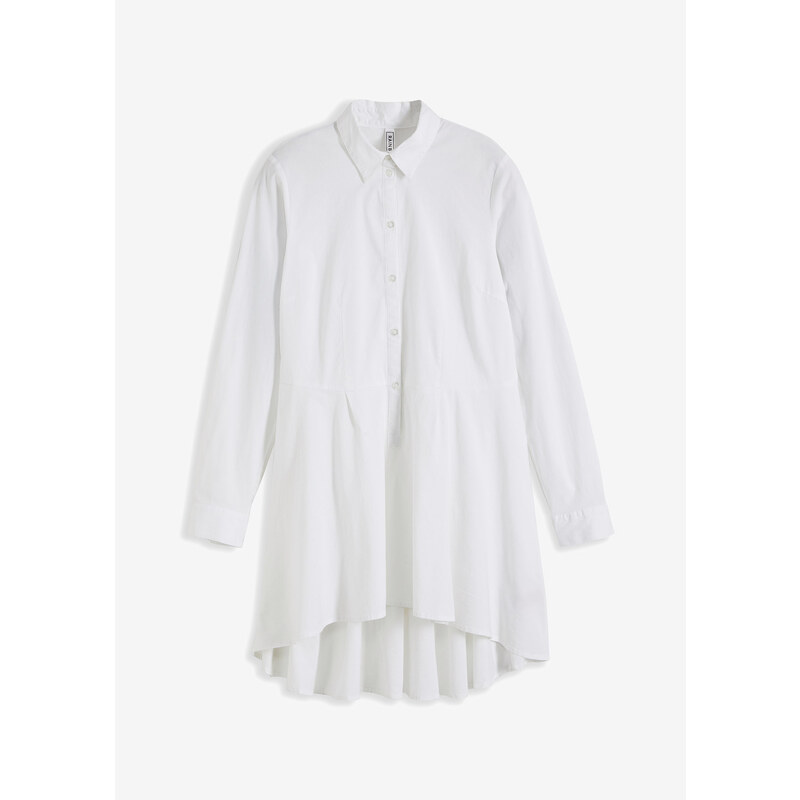 bonprix Dlhá blúza s volánom, farba biela 44789730