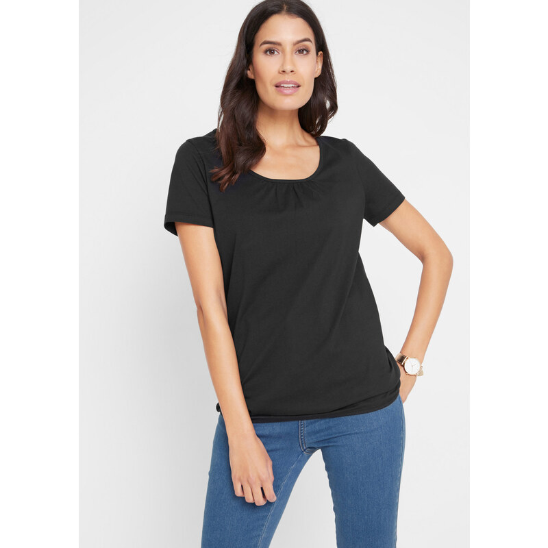 bonprix Tričko z čistej bavlny, krátky rukáv, farba čierna 44789753