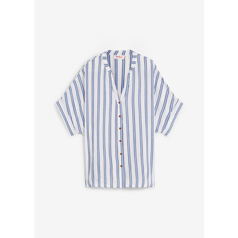 bonprix Krčená blúzka z padavej viskózy, farba modrá 44734987