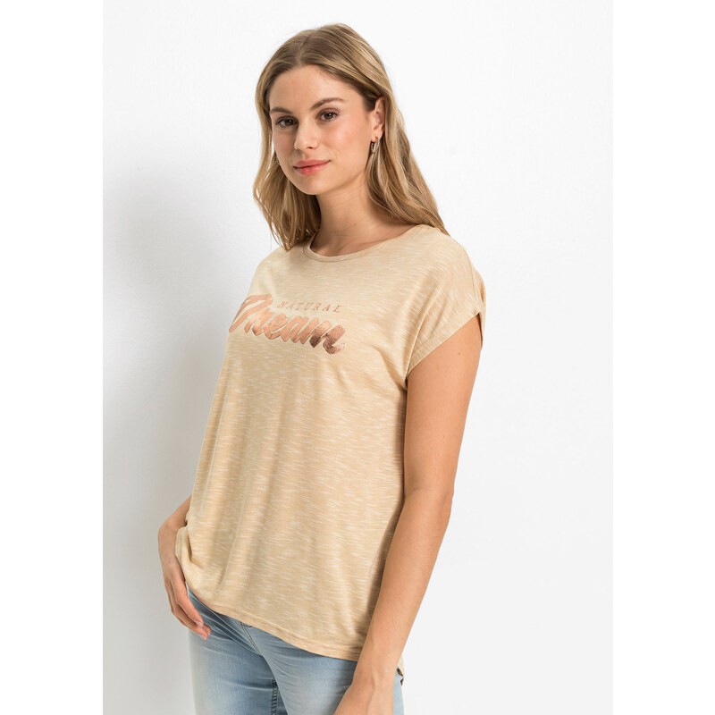 bonprix Dlhé tričko z viskózového mixu, farba béžová 44817531