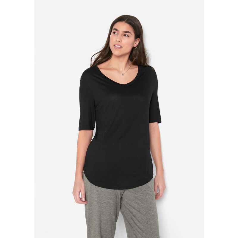 bonprix Viskózové tričko, 2 ks v balení, farba čierna 44848004