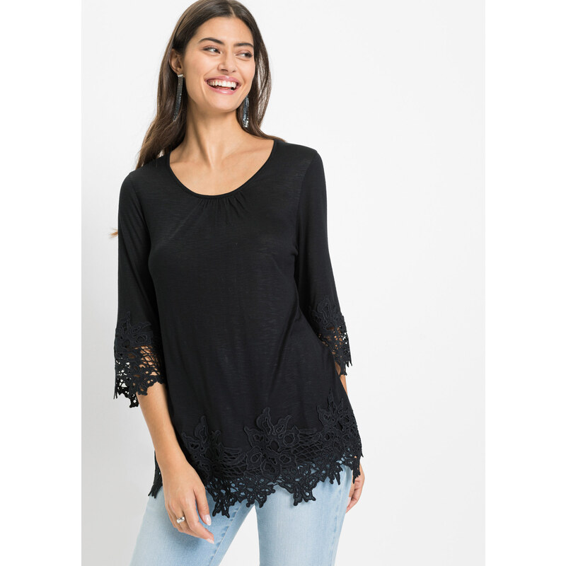 bonprix Tričko z viskózy, farba čierna 44793832