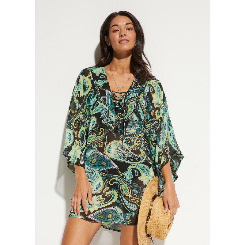 bonprix Plážová tunika z ľahkého šifónu, farba čierna 44845715