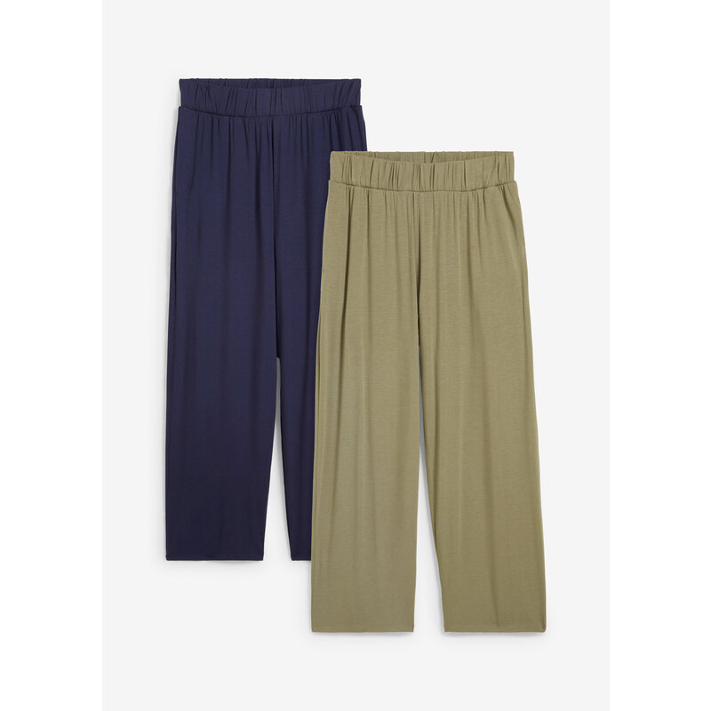 bonprix 7/8 úpletové nohavice s vysokým pohodlným pásom, 2 ks, farba 49697173