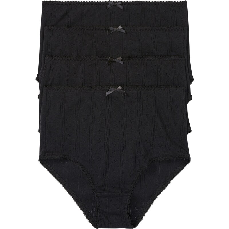 bonprix Vysoké nohavičky z ľahkej bavlny (4 ks v balení), farba čierna 49697922