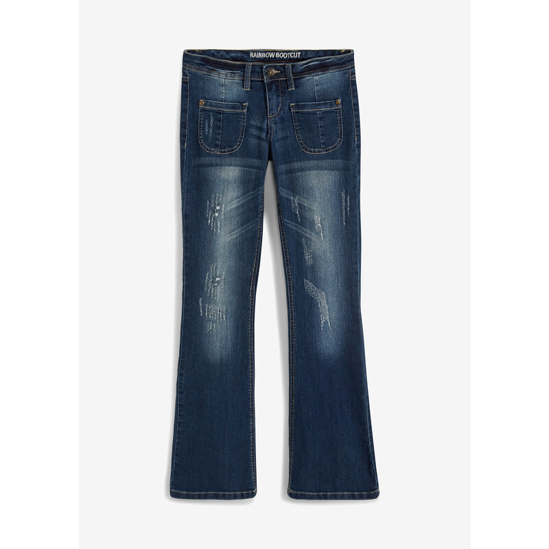 bonprix Zvonové džínsy, Low Waist, strečové, farba modrá 44749745
