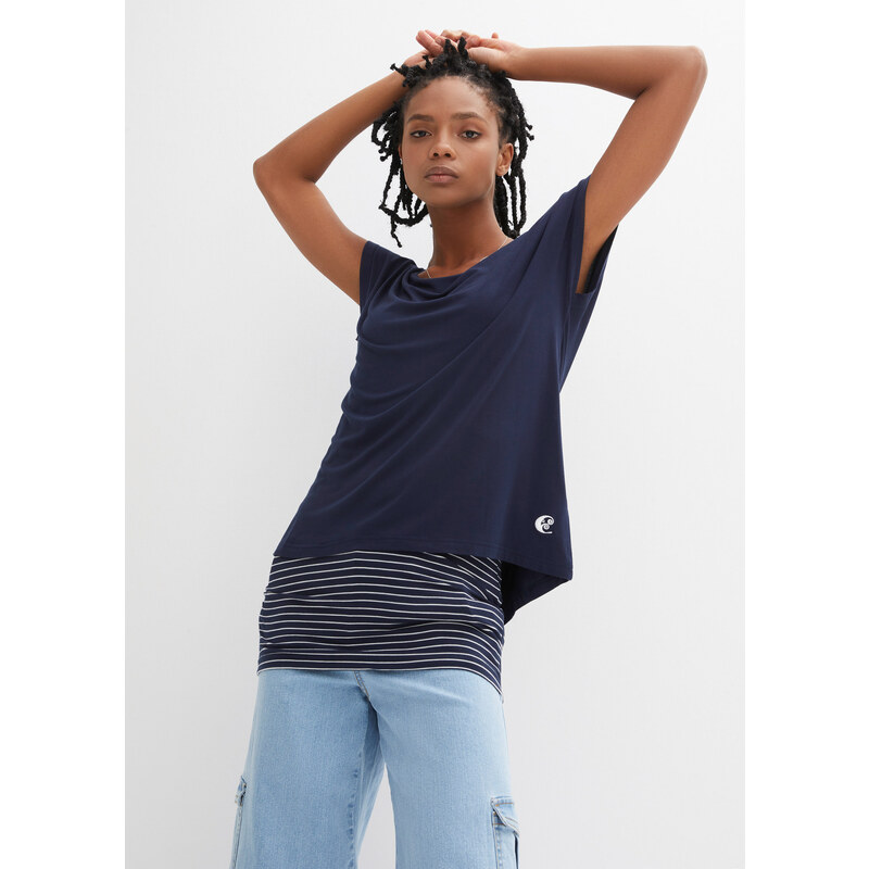 bonprix Dlhé tričko z mäkkého viskózového mixu, farba modrá 44742040