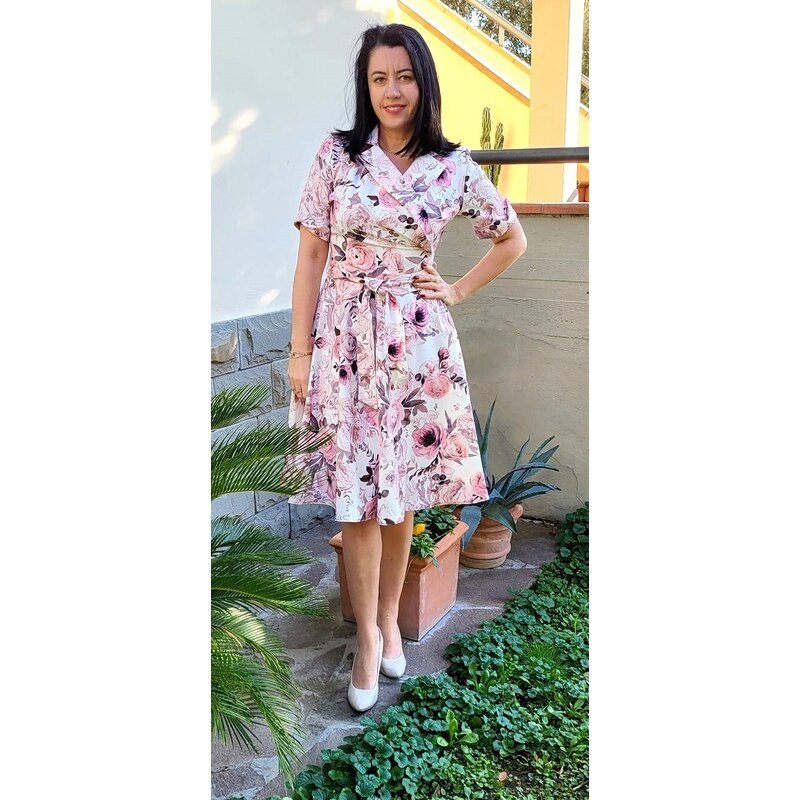 (veľ. 3XL) Sakové šaty s ružami biele 54605581