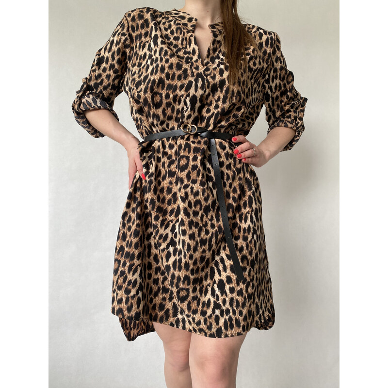 modnenakupy.sk Dámske leopardie šaty s opaskom SOIRA 54636754