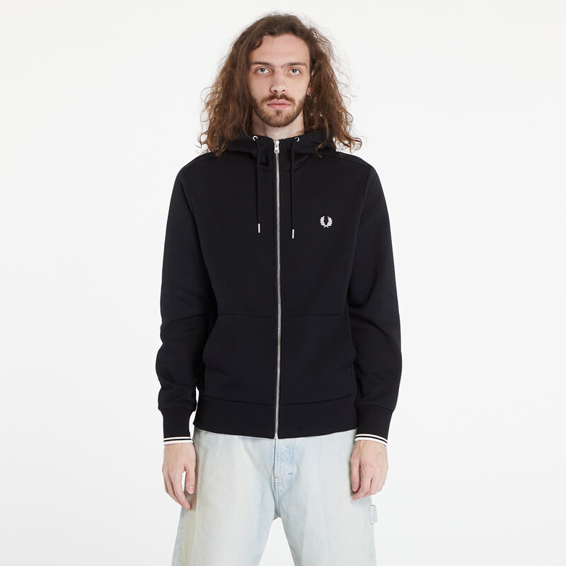 Mikina FRED PERRY Hooded Zip Through Sweatshirt Black M 55243675