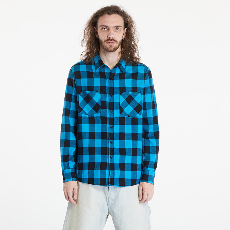Košeľa Urban Classics Checked Flanell Shirt Black/ Blue M 47098141