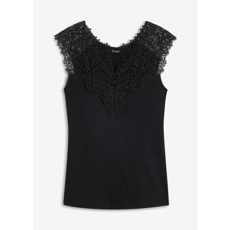 bonprix Tričko z padavého viskózového mixu, farba čierna 44733005