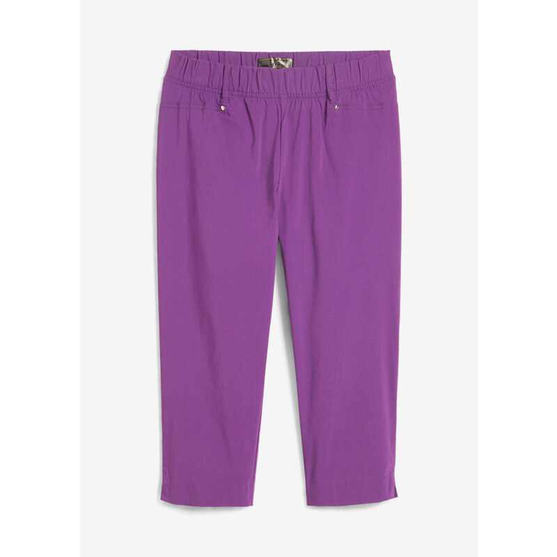 bonprix Strečové capri nohavice s elastickým pásom, farba fialová 44981583