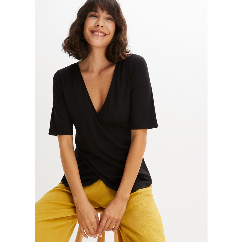 bonprix Tričko z mäkkého viskózového mixu, farba čierna 67371035