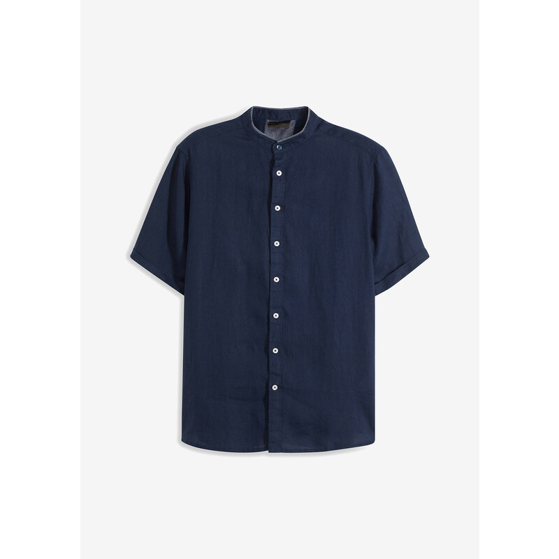 bonprix Košeľa s krátkym rukávom, plátená, farba modrá 54741624