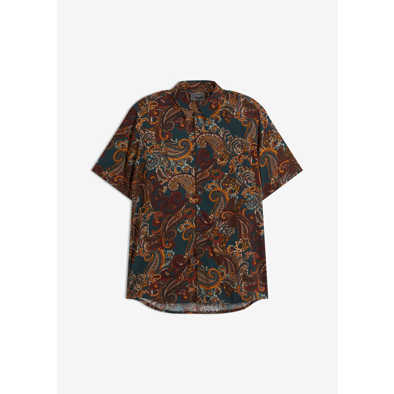 bonprix Košeľa s krátkym rukávom z viskózy, farba čierna 54741644