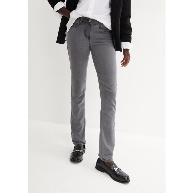 bonprix Slim Fit džínsy, super streč, stredná výška pásu, farba šedá 44741087