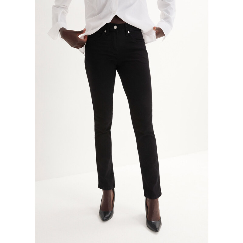 bonprix Slim Fit džínsy, super streč, stredná výška pásu, farba čierna 44733880